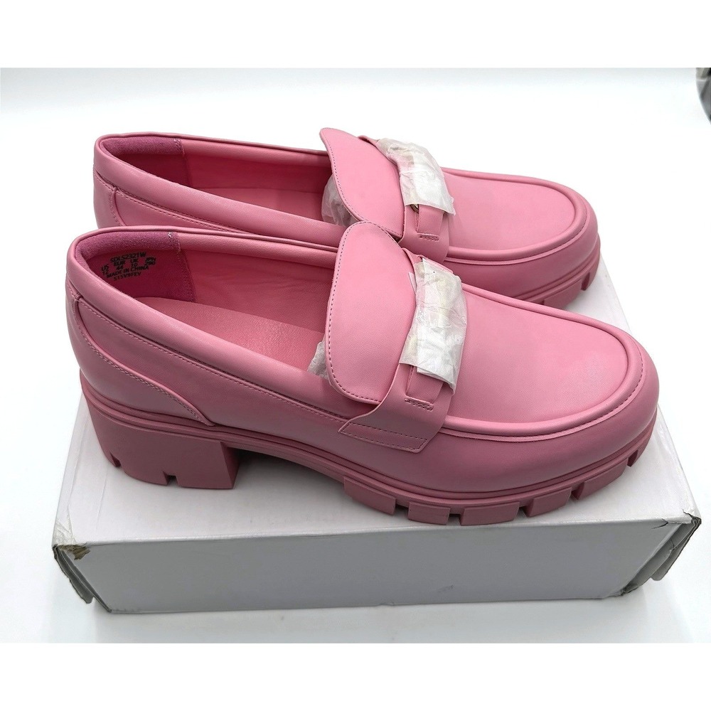 Dream Pairs Pink Chunky Platform Loafers Block Heel Penny Lug Sole Shoes Size 12